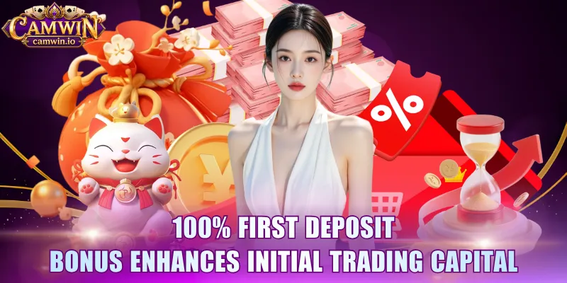 100% first deposit bonus enhances initial trading capital